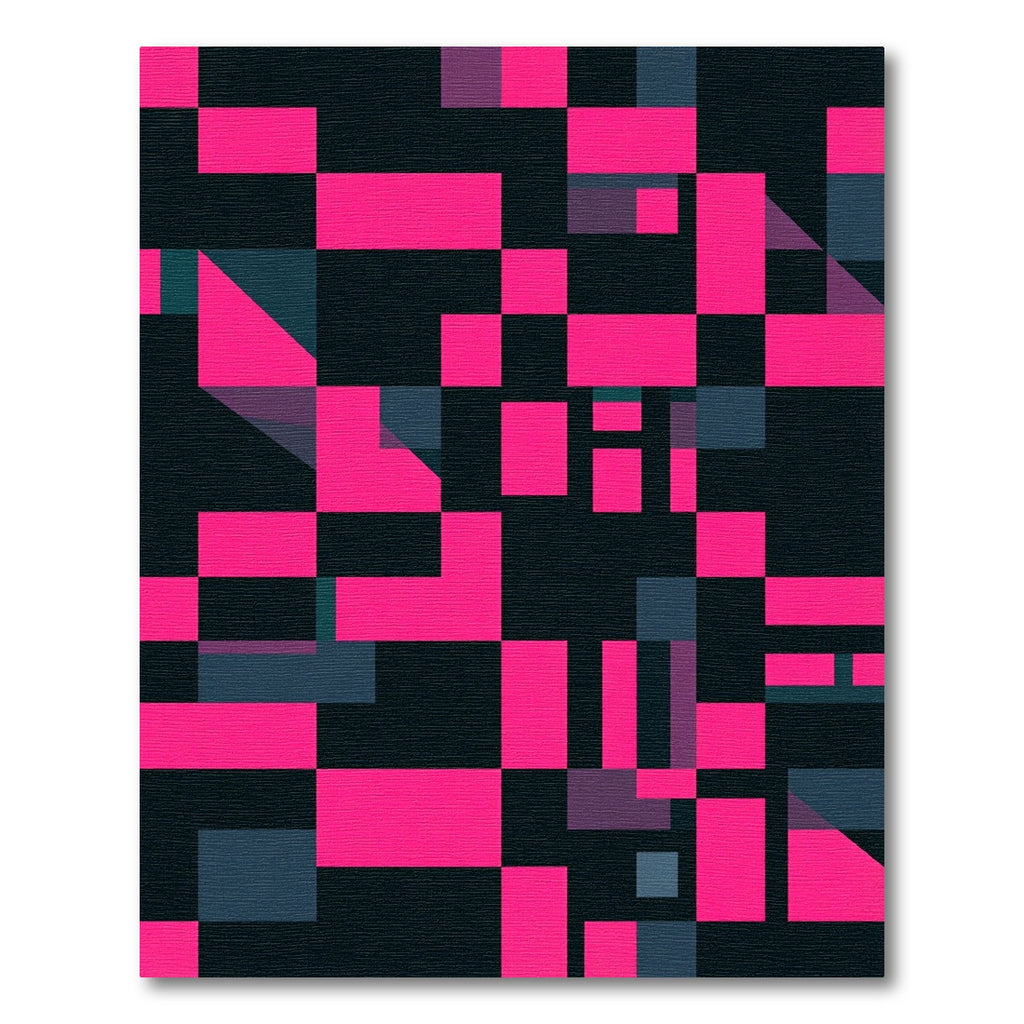 Bold Hot Pink Geometric Grid Rug