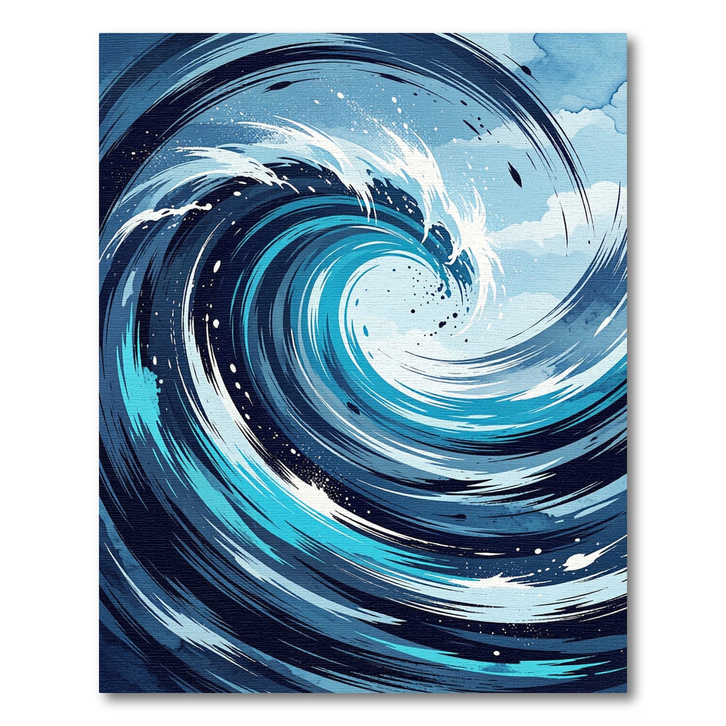 Deep Blue Swirling Ocean Wave Rug