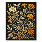 Golden Marigold Floral Botanical Art Rug
