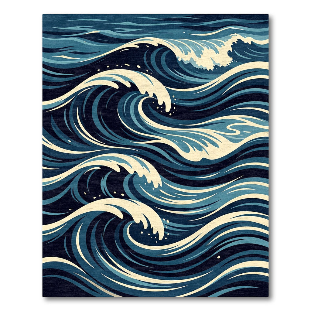 Deep Blue Oceanic Wave Cascade Rug