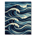 Deep Blue Oceanic Wave Cascade Rug