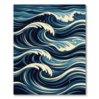 Deep Blue Oceanic Wave Cascade Rug