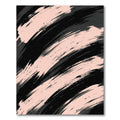 Modern Blush and Black Abstract Brushstroke Rug