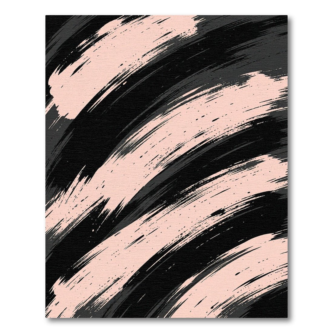 Modern Blush and Black Abstract Brushstroke Rug