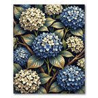 Botanical Hydrangea Floral Navy Cream Rug