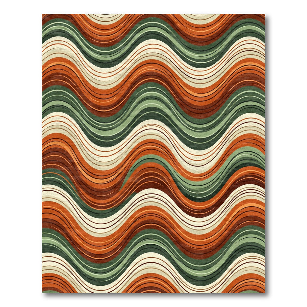 Mid Century Earth Tone Wavy Stripes Rug