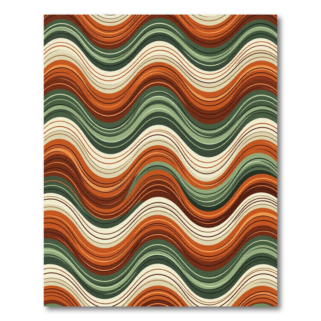 Mid Century Earth Tone Wavy Stripes Rug