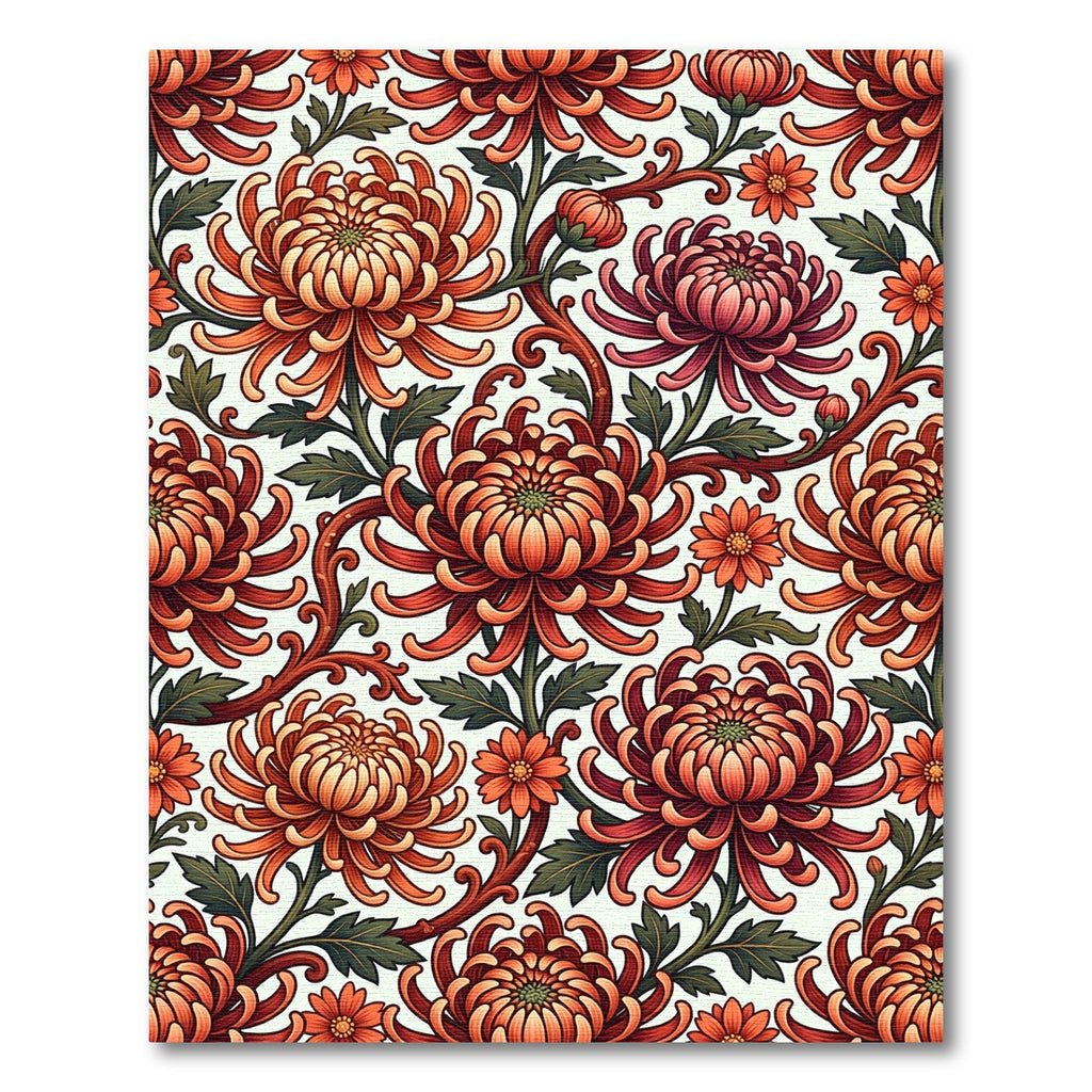 Red Orange Mum Chrysanthemum Floral Arrangement Rug