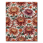 Red Orange Mum Chrysanthemum Floral Arrangement Rug