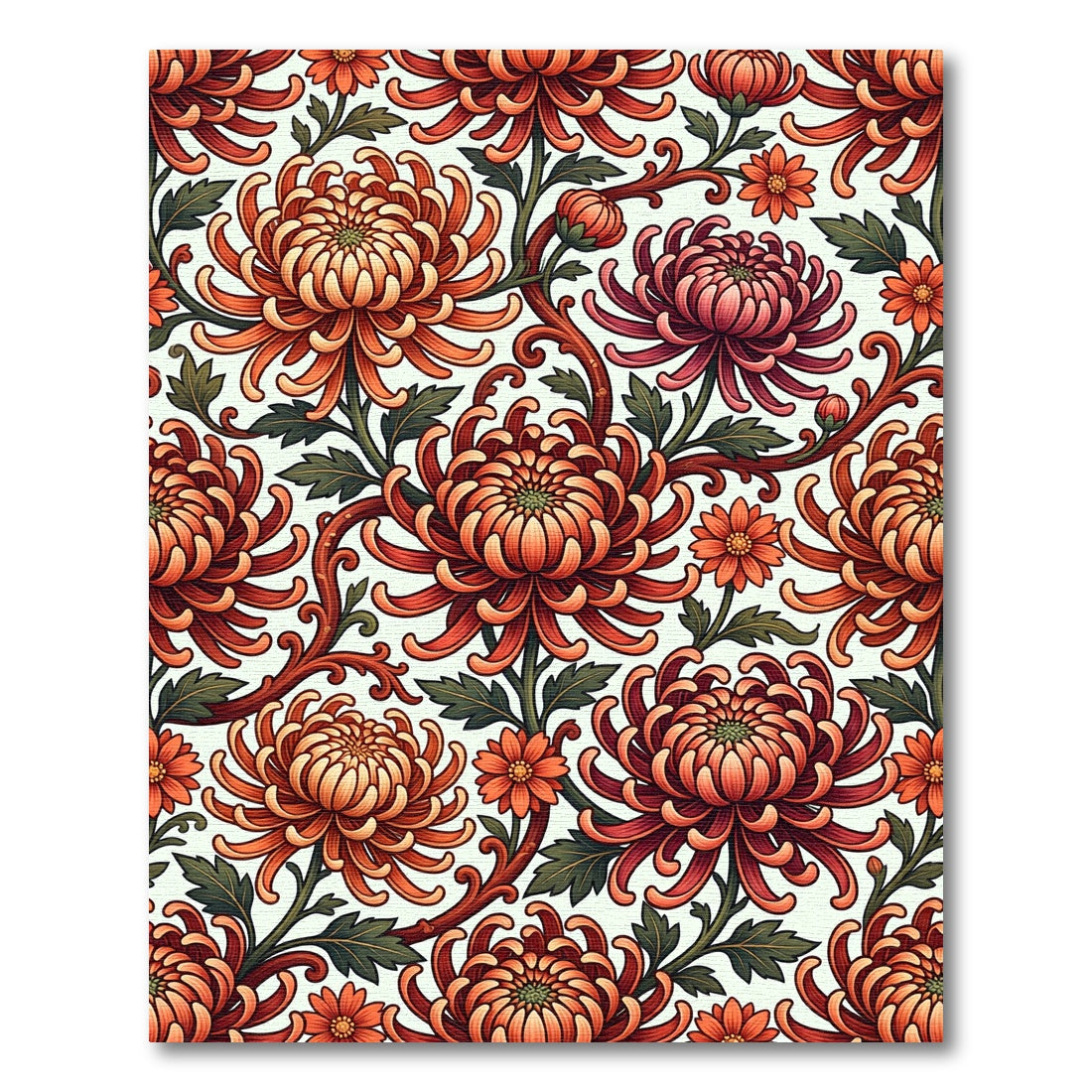 Red Orange Mum Chrysanthemum Floral Arrangement Rug