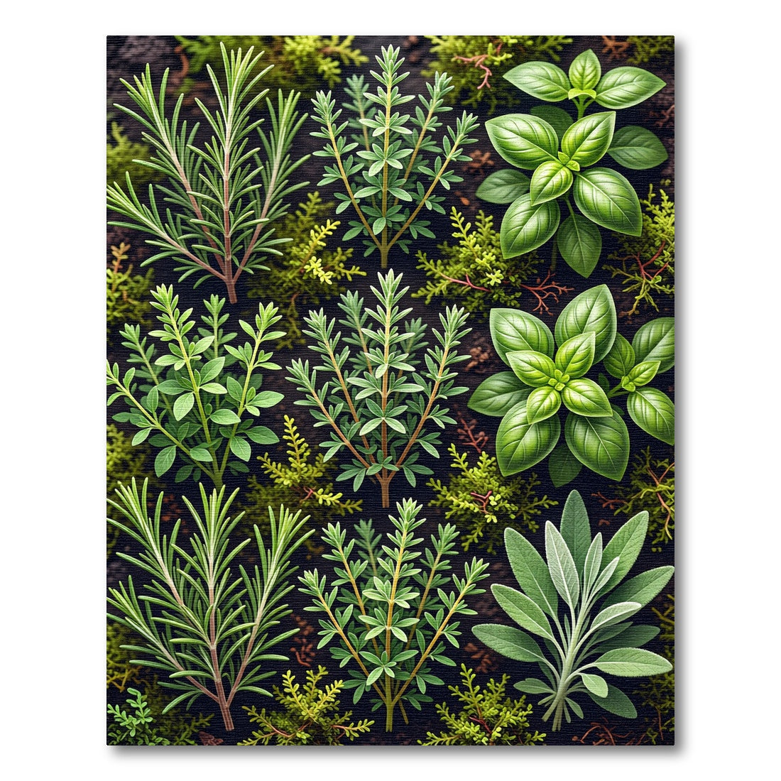 Green Herb Garden Arrangement Rug