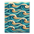 Abstract Teal and Sand Wave Swirl Rug