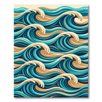Abstract Teal and Sand Wave Swirl Rug