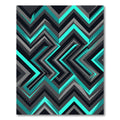 Modern Teal and Charcoal Geometric Chevron Rug