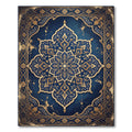 Ornate Cobalt Blue Golden Medallion Rug