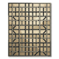 Tan Beige Abstract Grid Composition Rug