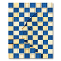 Geometric Navy and Cream Checked Abstract Rug