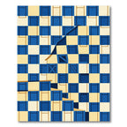Geometric Navy and Cream Checked Abstract Rug