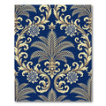 Royal Blue Golden Baroque Foliage Rug