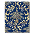 Royal Blue Golden Baroque Foliage Rug