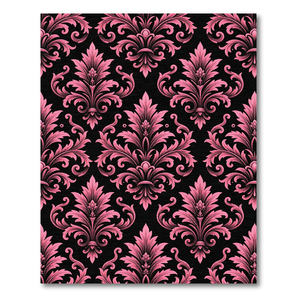 Pink Gothic Damask Filigree Flourish Rug