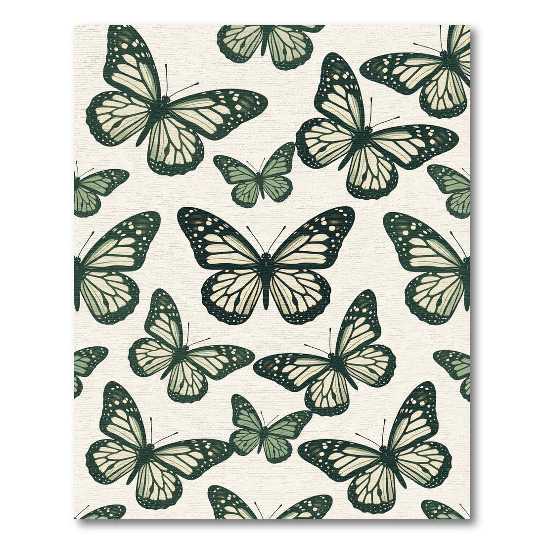 Sage Green Whimsical Butterfly Garden Rug