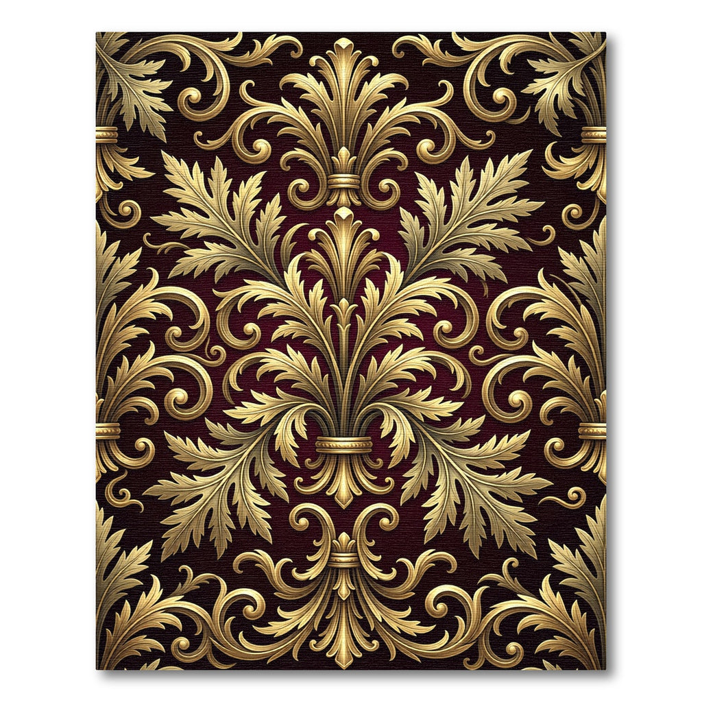 Gilded Gold Leaf Flourish Scroll Rug