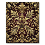 Gilded Gold Leaf Flourish Scroll Rug