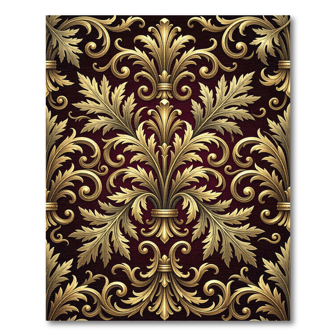 Gilded Gold Leaf Flourish Scroll Rug