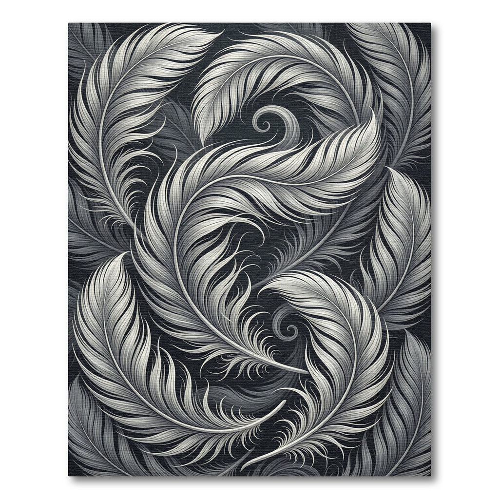 Monochromatic Feather Swirl Composition Rug