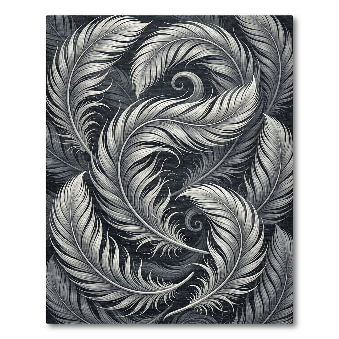 Monochromatic Feather Swirl Composition Rug