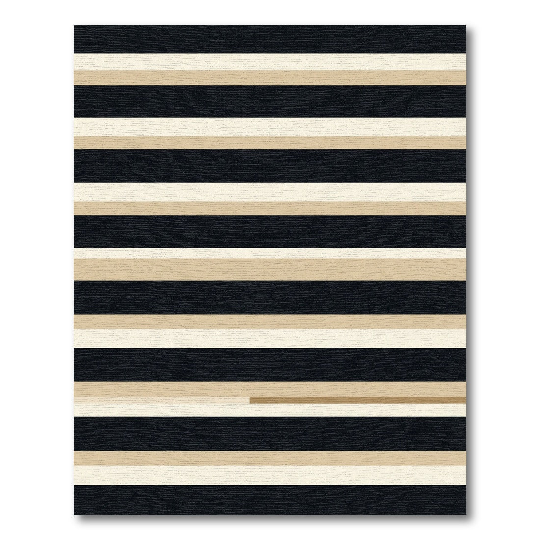 Classic Black Beige Horizontal Stripe Rug