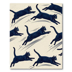 Dynamic Black Cat Shadow Leap Rug