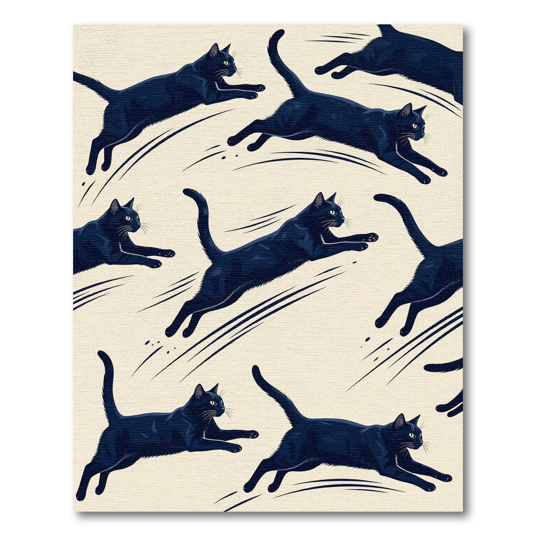 Dynamic Black Cat Shadow Leap Rug