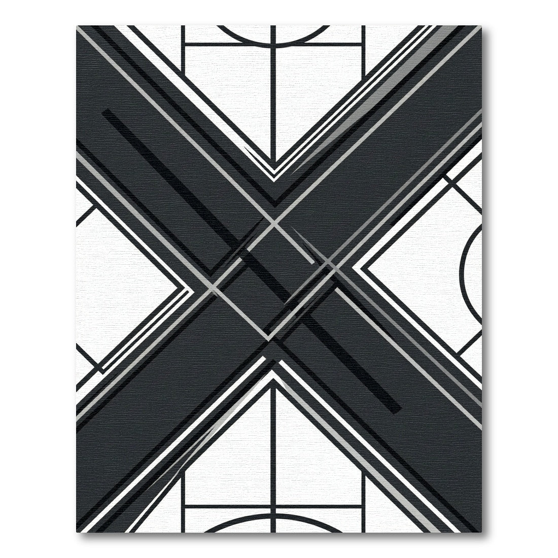 Monochrome Geometric X Sharp Angular Lines Rug