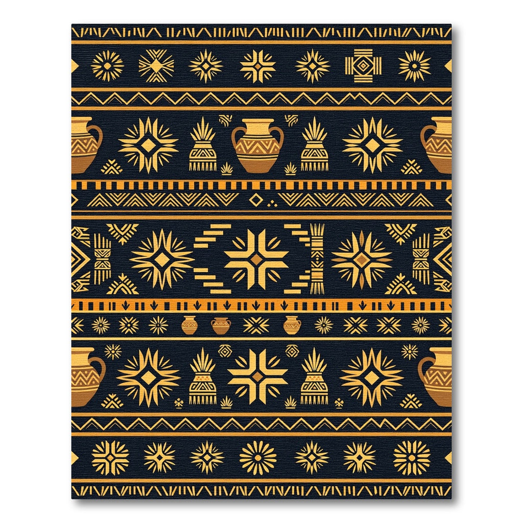 Nautical Ochre Tribal Geometric Vase Rug