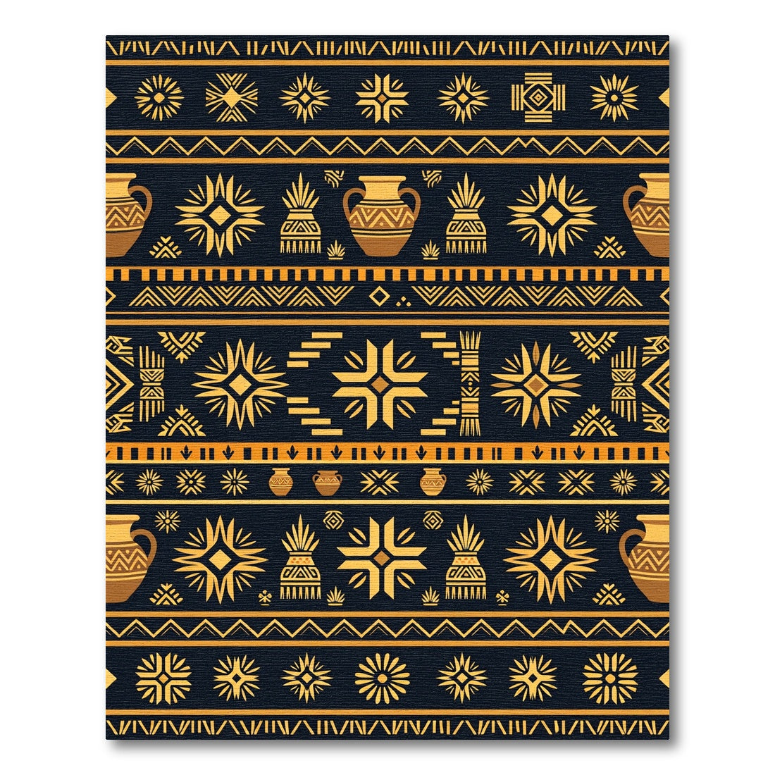 Nautical Ochre Tribal Geometric Vase Rug