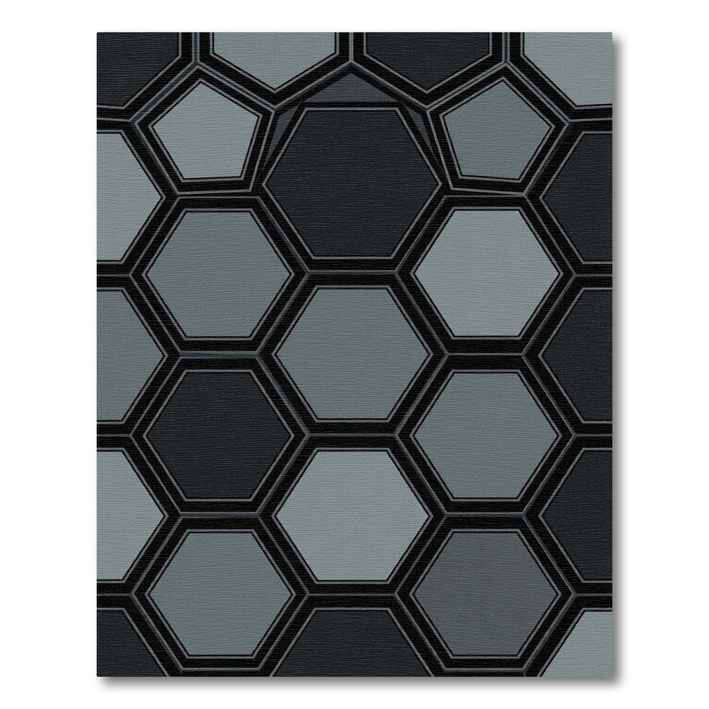 Modern Gray Geometric Hexagon Mosaic Rug