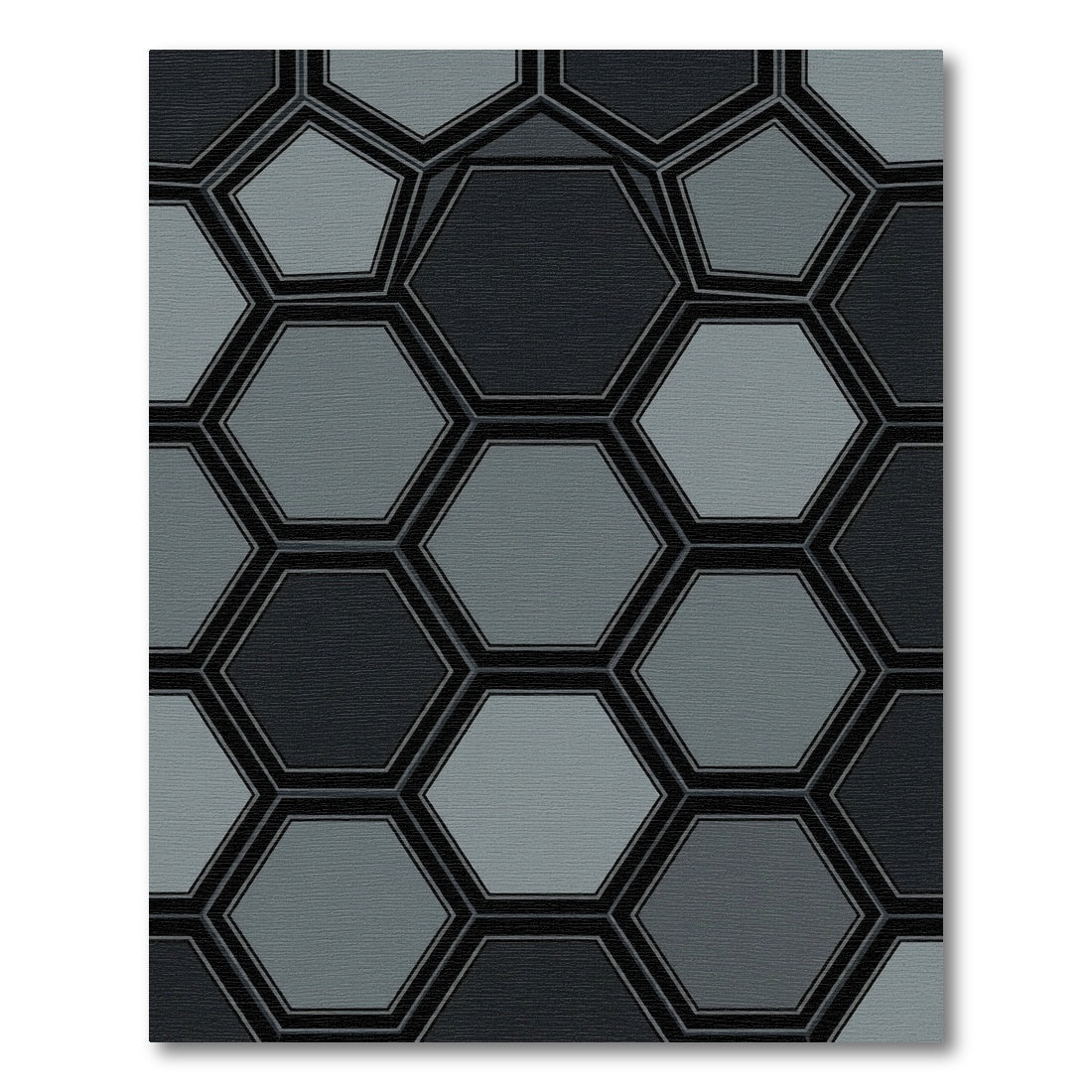 Modern Gray Geometric Hexagon Mosaic Rug