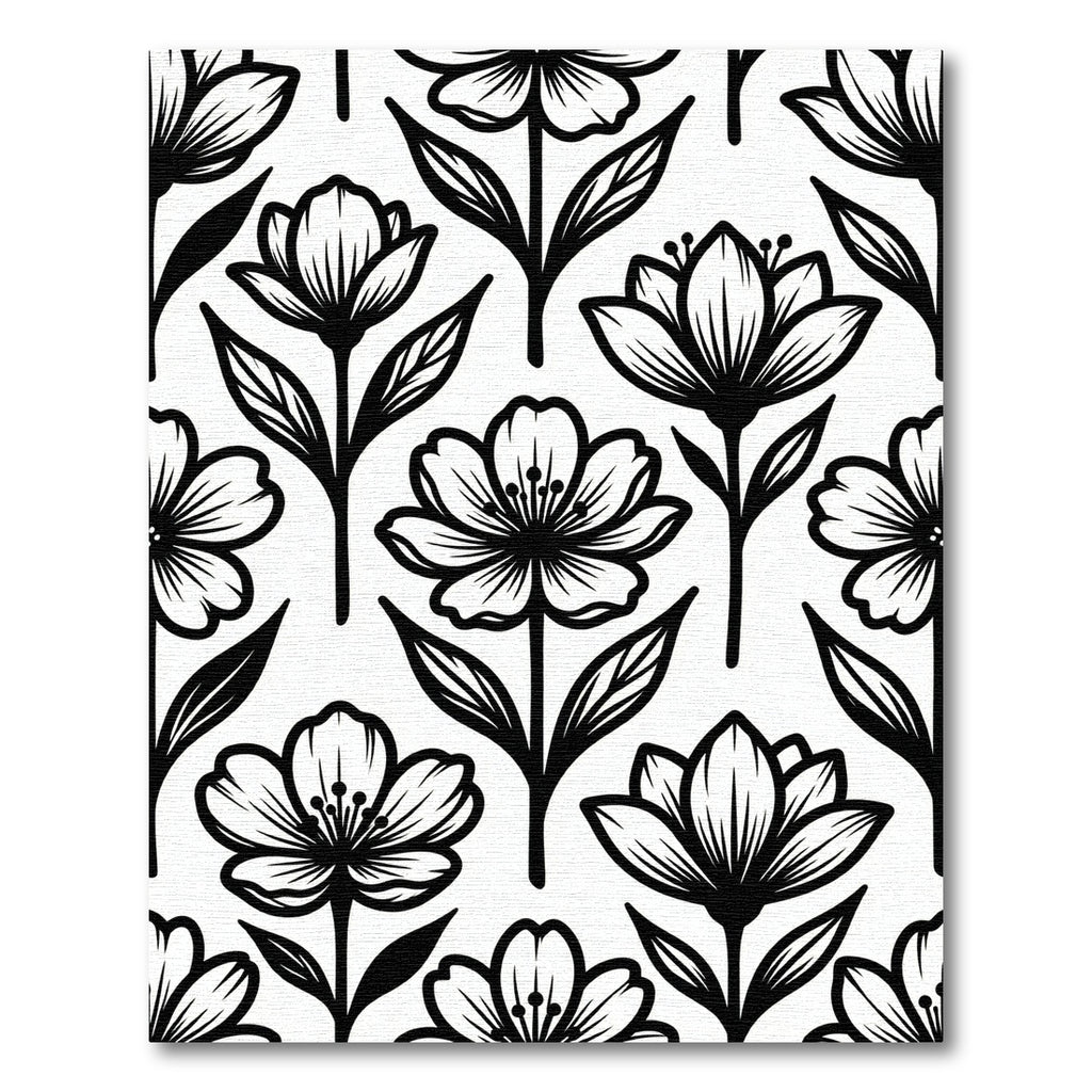Black and White Floral Botanical Rug