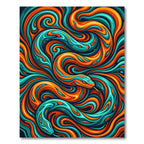 Vibrant Orange and Teal Serpentine Swirl Rug