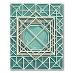 Modern Sage Geometric Layered Lattice Rug