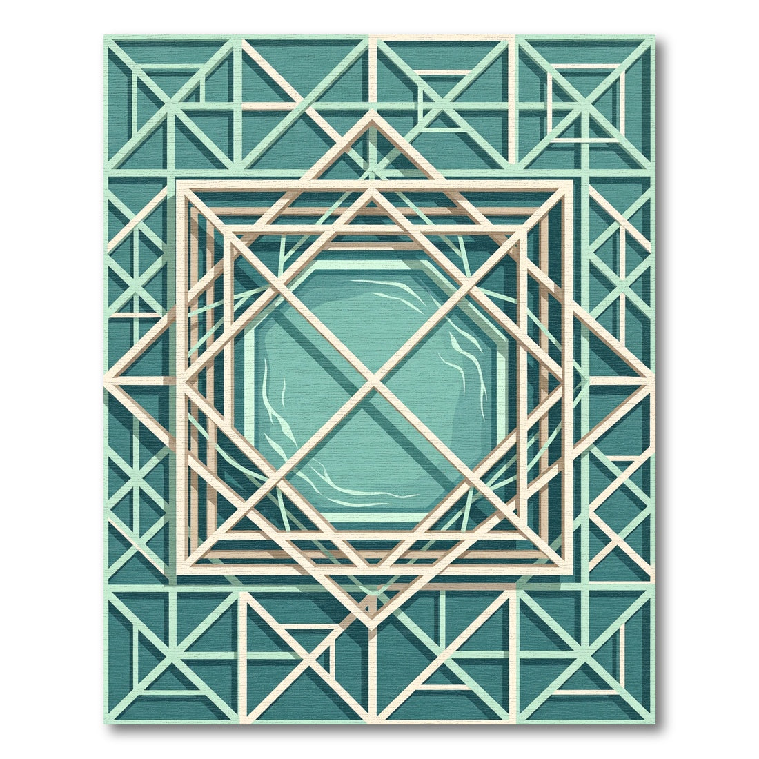 Modern Sage Geometric Layered Lattice Rug