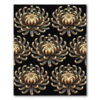 Ornate Gold And Black Chrysanthemum Rug