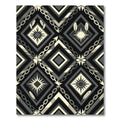 Monochrome Geometric Chain and Feather Rug