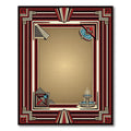 Art Deco Crimson Fountain Linear Border Rug