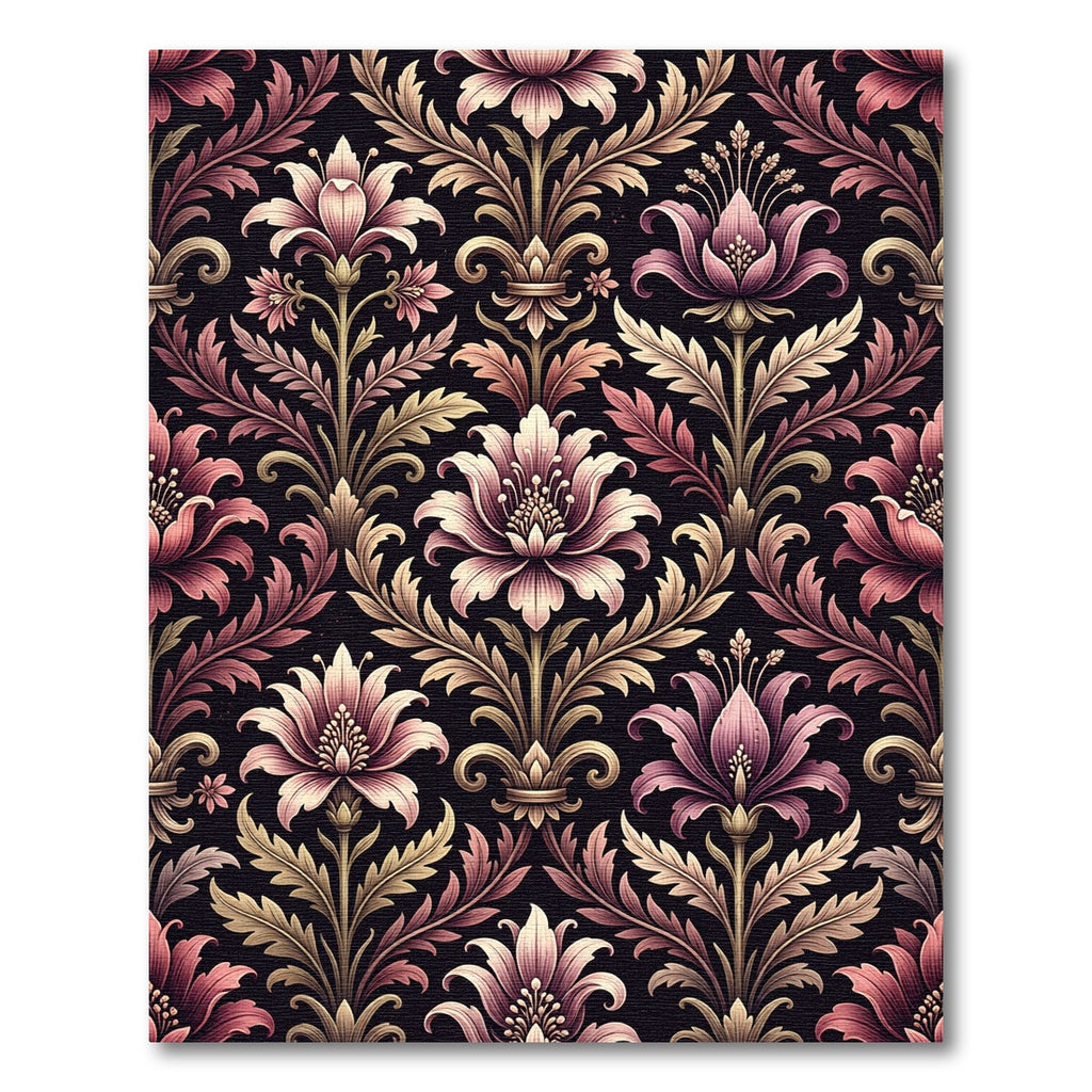 Elegant Mauve Floral Damask Rug