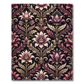 Elegant Mauve Floral Damask Rug
