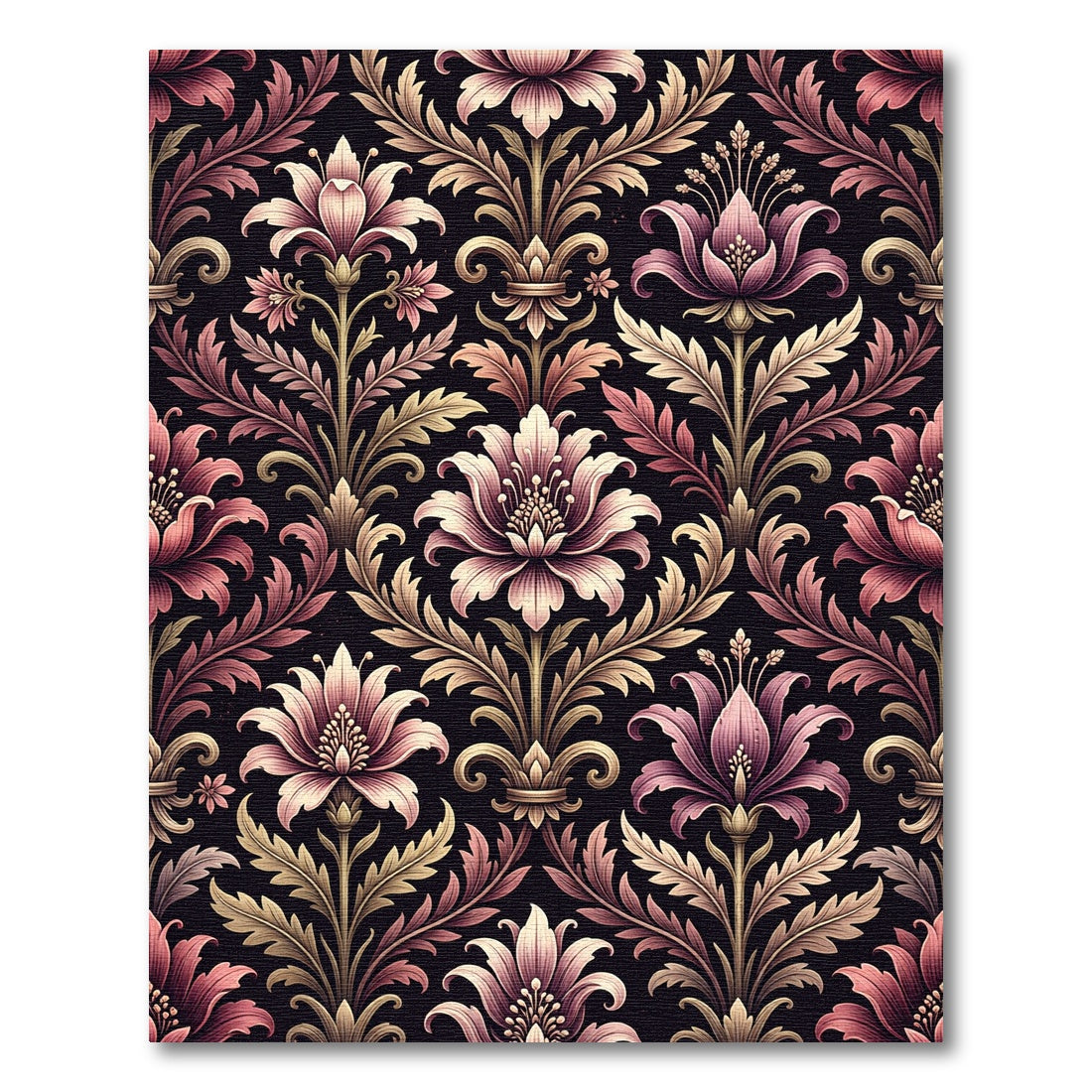 Elegant Mauve Floral Damask Rug