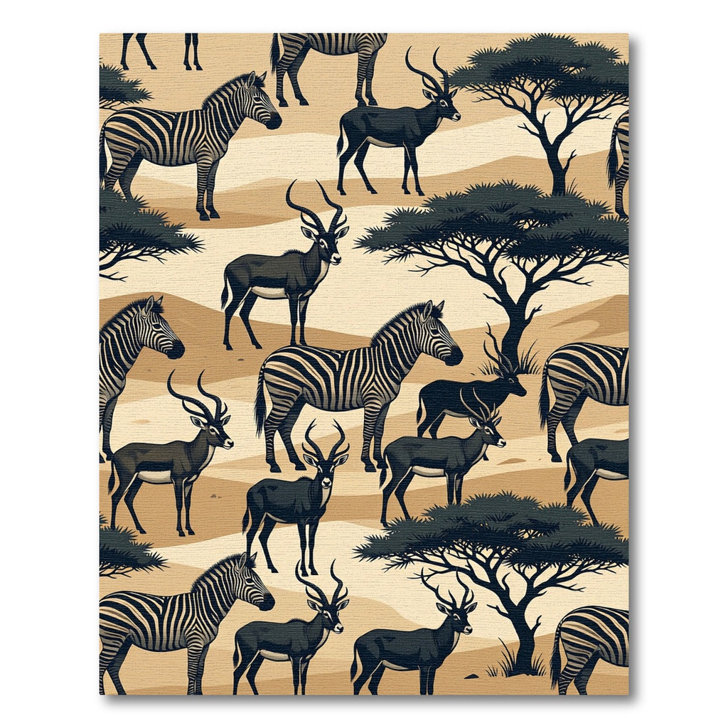 Savanna Zebra and Antelope Landscape Rug